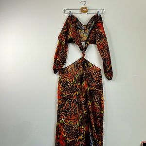 Chiffon beach cut out chiffon cover up dress PLT